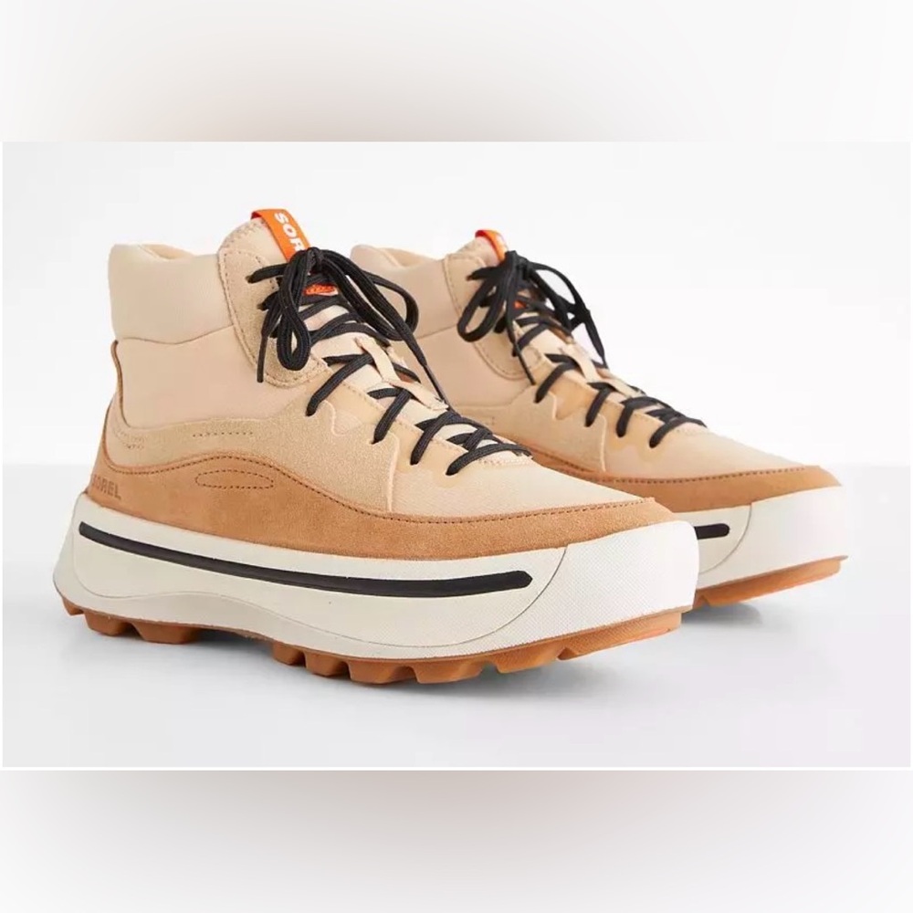 Sorel Ona 503 Mid Suede Sneaker Boot Tan Cream Suede Boots Size 7.5